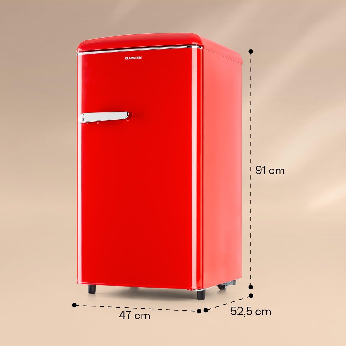2026 Klarstein Laika - Congelador, Termostato con 5 niveles, Temperaturas de 0 a -18 °C, 3 cajones extraíbles, CEE E, Capacidad de 60 L, Rojo