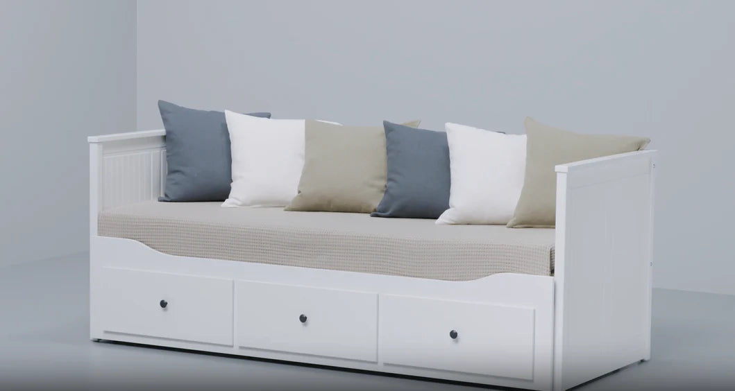 2026 HEMNES Cama tipo diván con 3 espacios de almacenamiento, Blanco, 80x200 cm