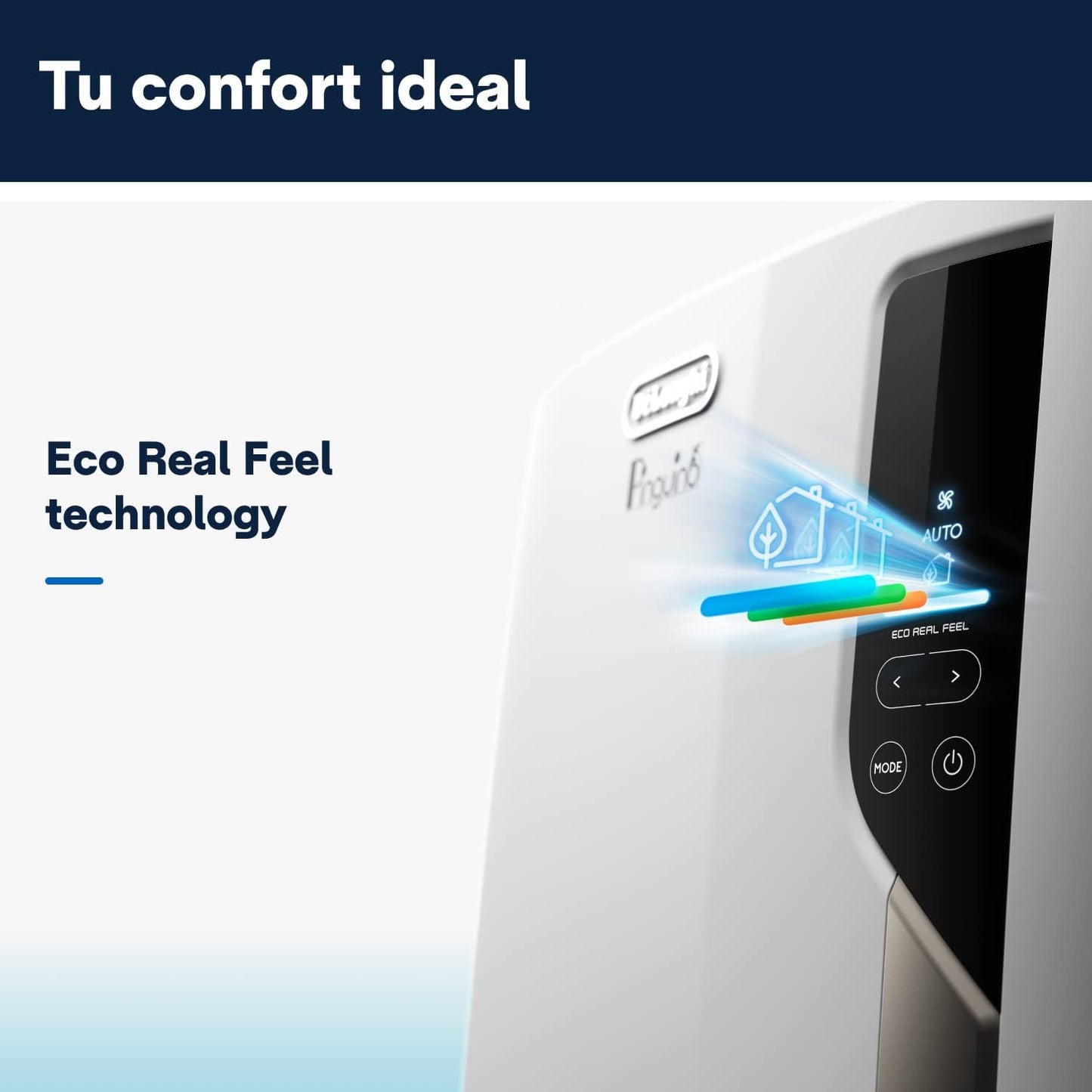 2026 Pingüino PACEL98 ECO Silent Aire Acondicionado Portátil Silencioso con Tecnología Eco Real Feel, Interfaz Digital, Función Deshumidificadora, 2.7 kW, 64 dB, Plástico, Blanco, Clasa A, 100m3