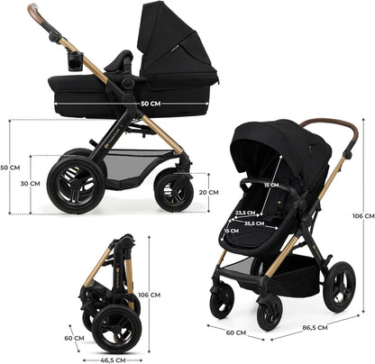2026 Kinderkraft MOOV2 Silla de Coche 3 en 1, EVA, Mink PRO I-Size, Sistema de Viaje, Cochecito para Bebé, Silla de Paseo, Plegable, para Recién Nacido, Desde el Nacimiento hasta los 3 Años, Gris