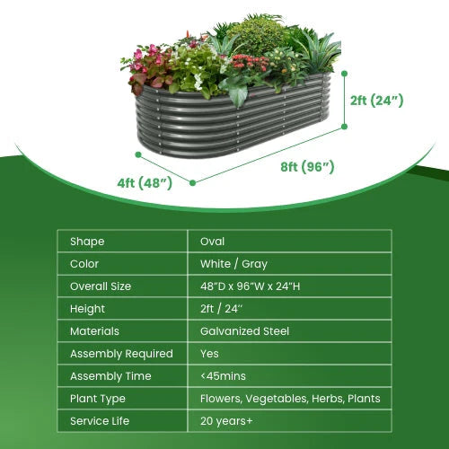 2026 Nuevo bancal elevado de jardín extra alto de 24 pulgadas 8 x 4 pies resistente a la corrosión