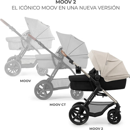 2026 Kinderkraft MOOV2 Silla de Coche 3 en 1, EVA, Mink PRO I-Size, Sistema de Viaje, Cochecito para Bebé, Silla de Paseo, Plegable, para Recién Nacido, Desde el Nacimiento hasta los 3 Años, Gris