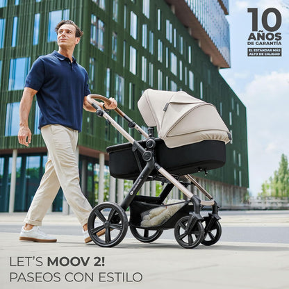 2026 Kinderkraft MOOV2 Silla de Coche 3 en 1, EVA, Mink PRO I-Size, Sistema de Viaje, Cochecito para Bebé, Silla de Paseo, Plegable, para Recién Nacido, Desde el Nacimiento hasta los 3 Años, Gris