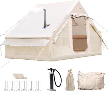 2026 Tienda de campaña Inflable con Apertura de Chimenea y claraboya, Tienda de campaña para Exteriores para 4-8 Personas con Bomba de Aire, Tienda de campaña Inflable de Tela Oxford Impermeable para 4