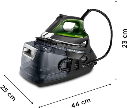2026 Silence Pro -Centro de planchado, autonomía ilimitada, 8 bares, golpe vapor 600 g/min, suela Microsteam, función ECO y depósito cal, 1.3 litros, Color Negro Y Gris DG9248