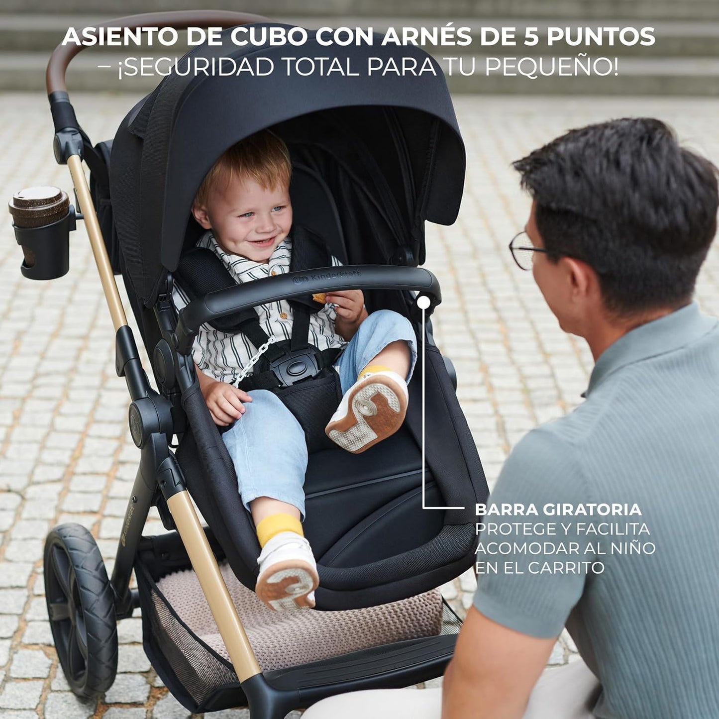 2026 Kinderkraft MOOV2 Silla de Coche 3 en 1, EVA, Mink PRO I-Size, Sistema de Viaje, Cochecito para Bebé, Silla de Paseo, Plegable, para Recién Nacido, Desde el Nacimiento hasta los 3 Años, Gris