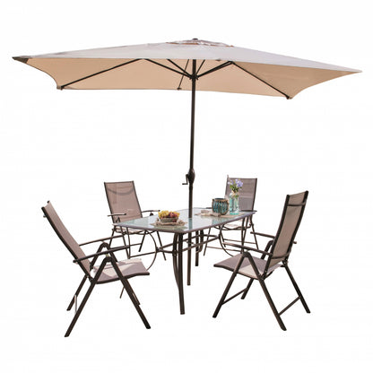 2026 Conjunto de Jardín de Acero Mesa + 4 Sillones + 1 Parasol, Málaga