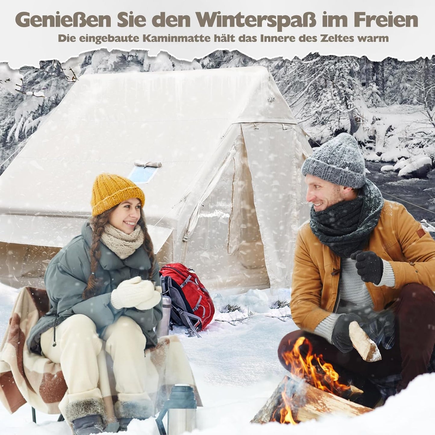 2026 Tienda de campaña Inflable con Apertura de Chimenea y claraboya, Tienda de campaña para Exteriores para 4-8 Personas con Bomba de Aire, Tienda de campaña Inflable de Tela Oxford Impermeable para 4