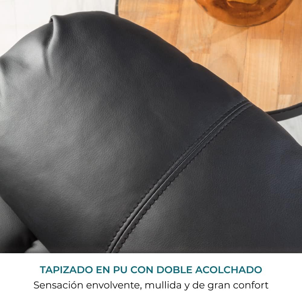 2026 Don Descanso - Sillón Masaje Relax Calor Trevi Negro Reclinable 160º con 8 Motores Silenciosos, Calor Lumbar, Sist. Masaje 4 Zonas y Acabado en PU Anti-Cuarteo [Incluye Mando]. Ideal Gente Mayor