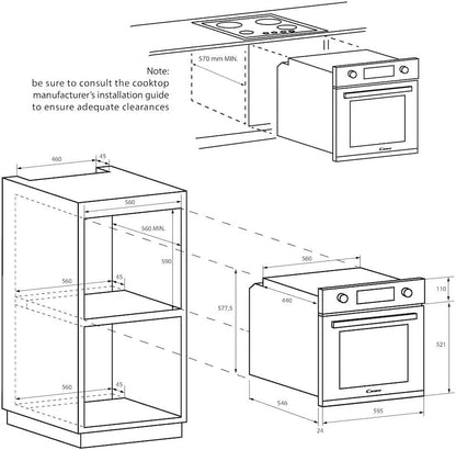 2026 Idea FIDC X625 L, Horno Multifunción, 70L, Limpieza Aquactiva, 1 Bandeja y 2 Rejillas, Guía Telescópica, 8 Funciones, Display Timer Touch, Mandos Push&Pull, Puerta 2 Cristales, Inox y Negro