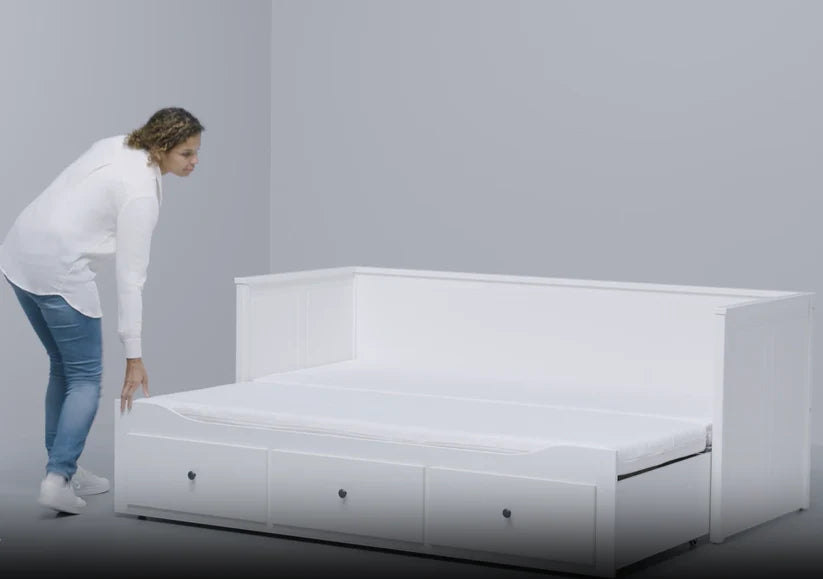 2026 HEMNES Cama tipo diván con 3 espacios de almacenamiento, Blanco, 80x200 cm