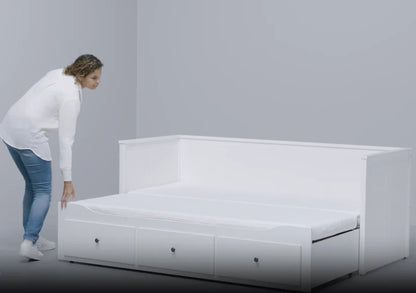 2026 HEMNES Cama tipo diván con 3 espacios de almacenamiento, Blanco, 80x200 cm