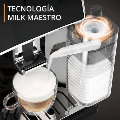 2026 Krups Essential - Cafetera súper automática, 15 Bares de presión, Molinillo cónico de Metal, con selección de cantidad e Intensidad de café, 1.7 l, 1 Cups, Acero, Pantalla LCD + Acc. Leche