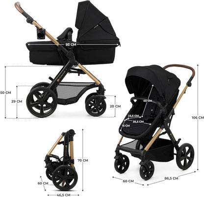 2026 Kinderkraft MOOV2 Silla de Coche 3 en 1, EVA, Mink PRO I-Size, Sistema de Viaje, Cochecito para Bebé, Silla de Paseo, Plegable, para Recién Nacido, Desde el Nacimiento hasta los 3 Años, Gris