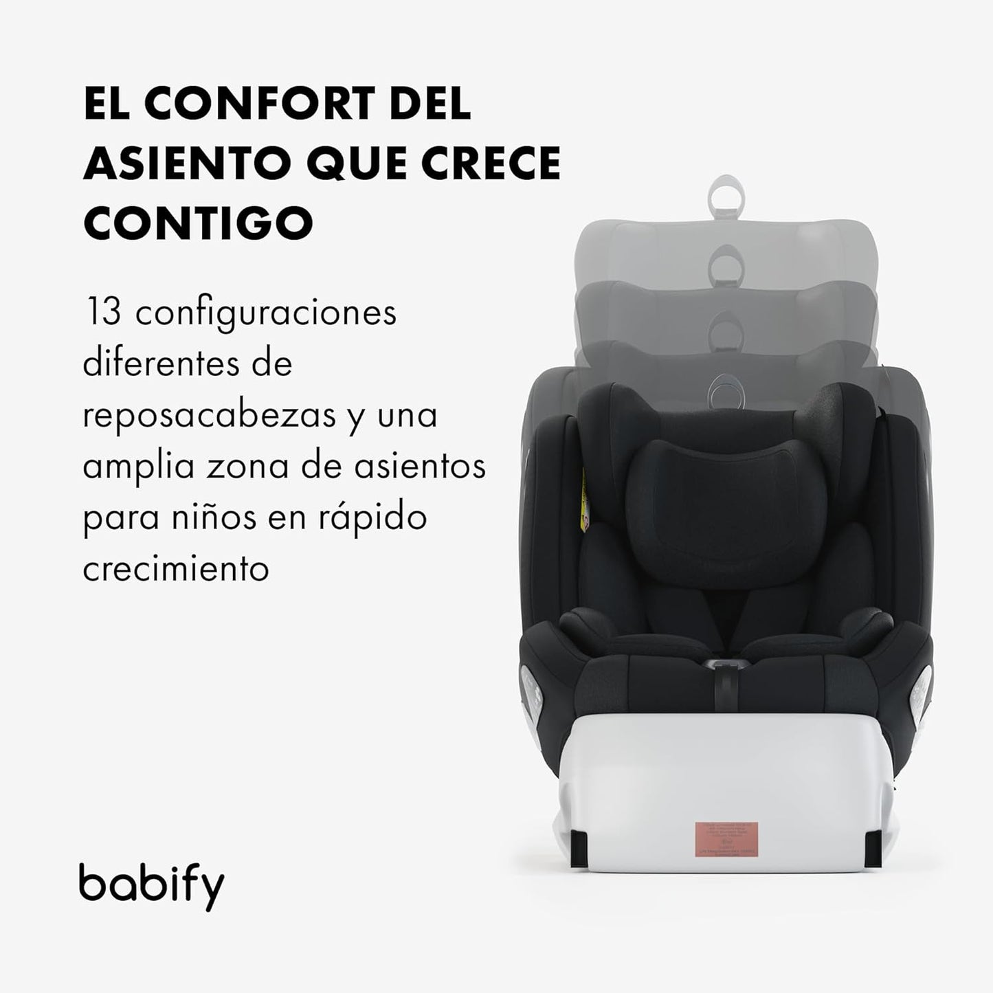 2026 Babify Onboard Silla de Coche Isofix para Bebés y Niños, 0 Meses - 12 Años, Apta Desde 40-150 cm, Ajustable 360º, Asiento Portátil y Seguro i-Size ECE R129 - Black edition