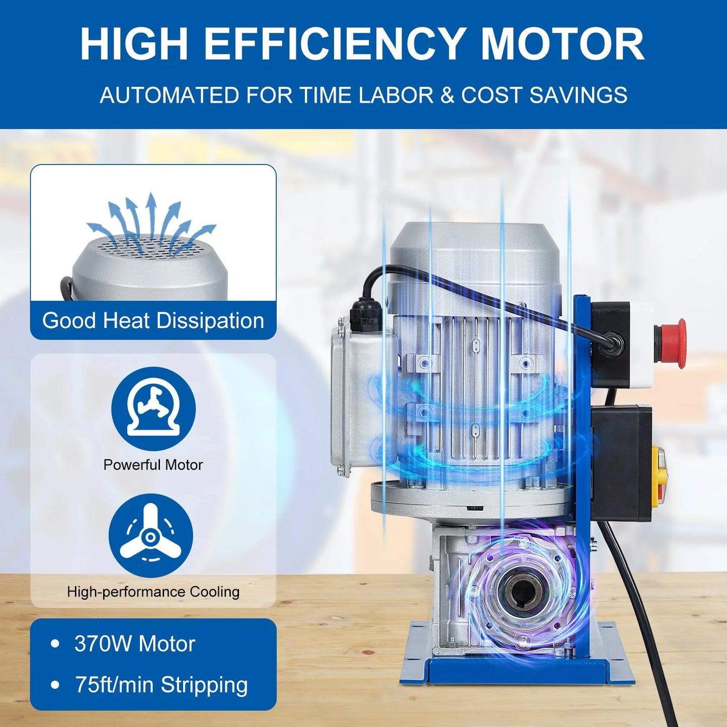 2026 Nuevo máquina automática pelacables de 370W rango de 0.06 a 1.5 pulgadas velocidad hasta 75 pies por minuto