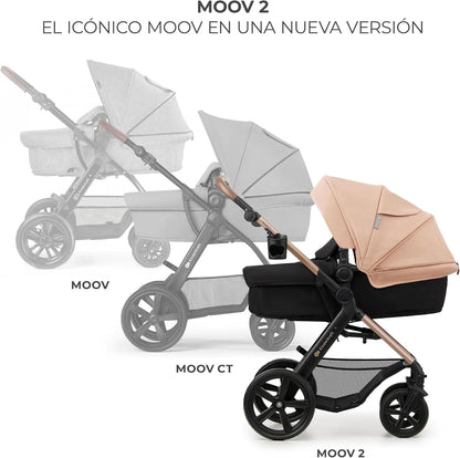 2026 Kinderkraft MOOV2 Silla de Coche 3 en 1, EVA, Mink PRO I-Size, Sistema de Viaje, Cochecito para Bebé, Silla de Paseo, Plegable, para Recién Nacido, Desde el Nacimiento hasta los 3 Años, Gris