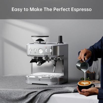 2026 Nuevo máquina de espresso todo en uno con espumador de leche cafetera cappuccino y latte para barista en casa con molinillo integrado depósito de agua desmontable 85oz regalo para padres o amantes del café
