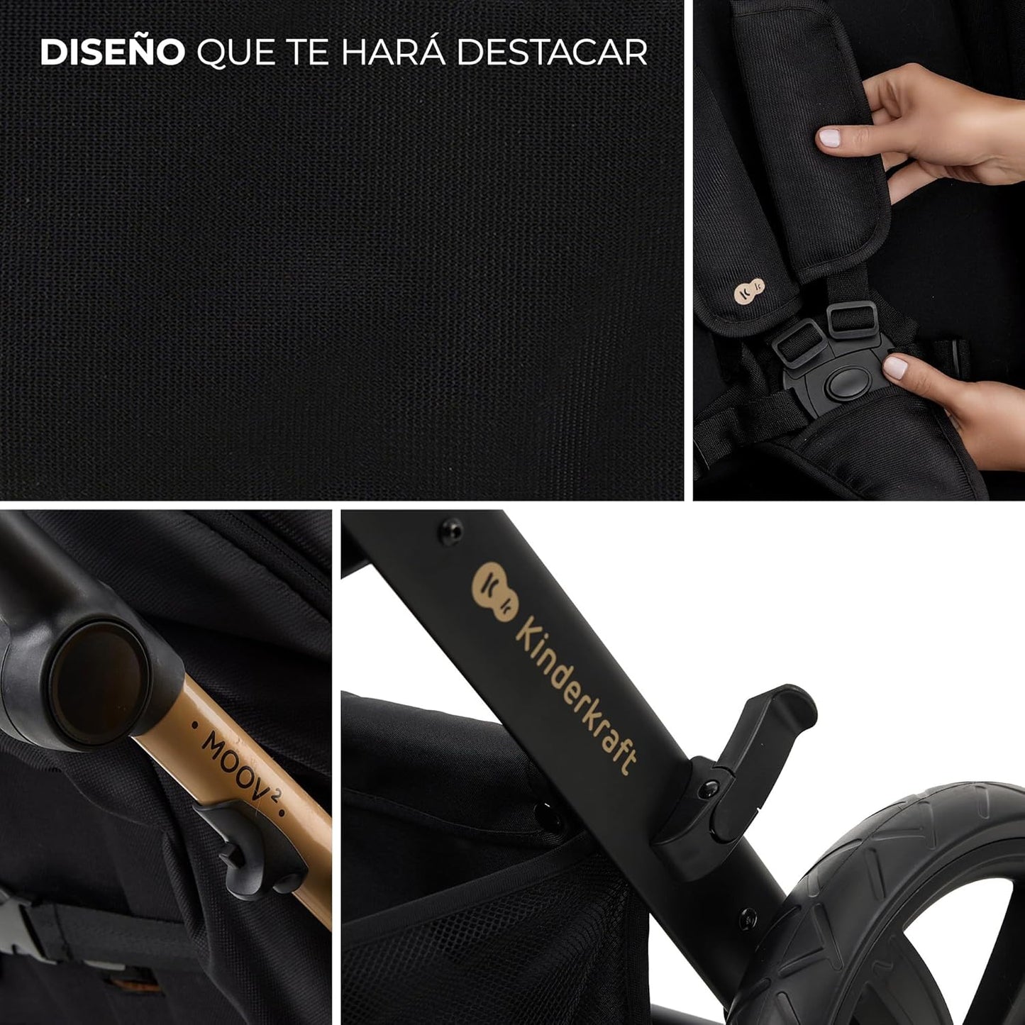 2026 Kinderkraft MOOV2 Silla de Coche 3 en 1, EVA, Mink PRO I-Size, Sistema de Viaje, Cochecito para Bebé, Silla de Paseo, Plegable, para Recién Nacido, Desde el Nacimiento hasta los 3 Años, Gris