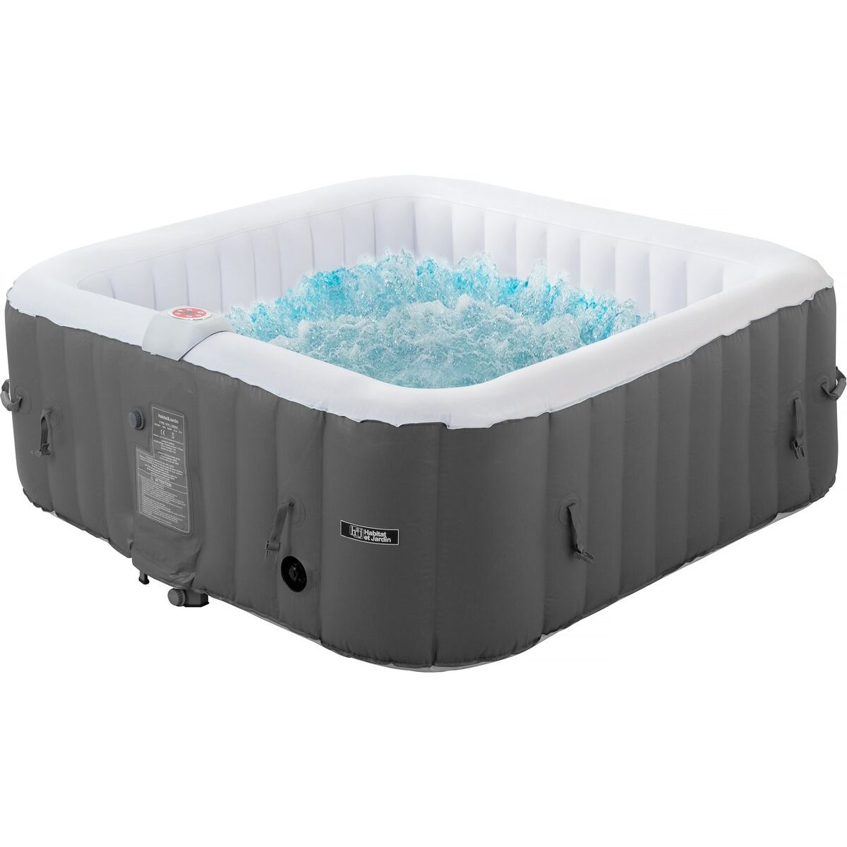 2026 Spa Hinchable "riviera" De Pvc - 6 Plazas - Gris/blanco