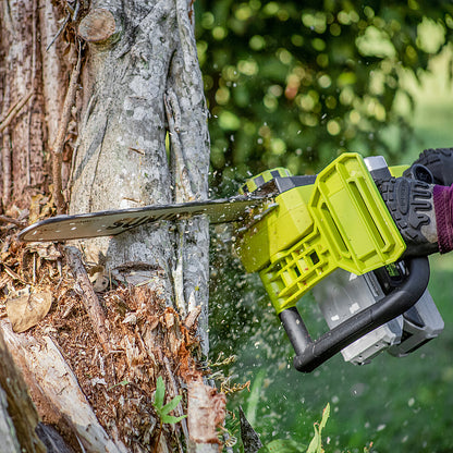 2026 Nuevo Sun Joe 48-Volt iON+ motosierra inalámbrica de 16 pulgadas con funda (2 baterías de 2Ah y 1 cargador) verde