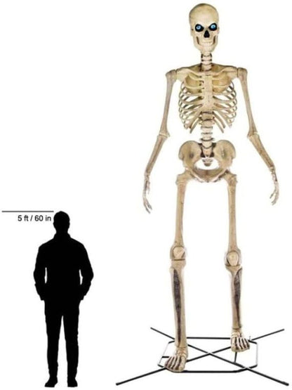 2026 Nuevo esqueleto gigante de 12 pies para decoración de Halloween con ojos LifeEyes