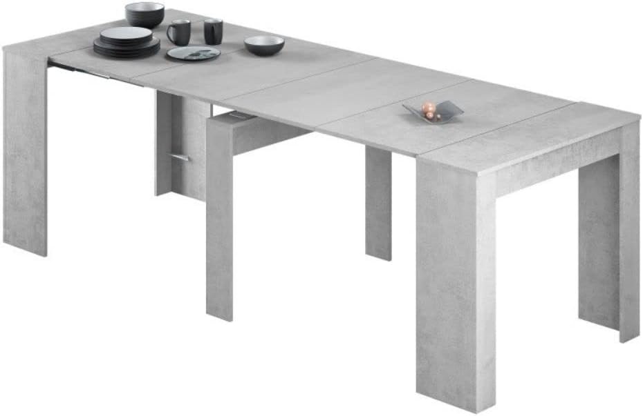 2026 Mobelcenter - Mesa de Comedor Consola Extensible, Mesa para Salón recibidor o Cocina, Mesa Fuelle Extensible, Color Cemento (1127)