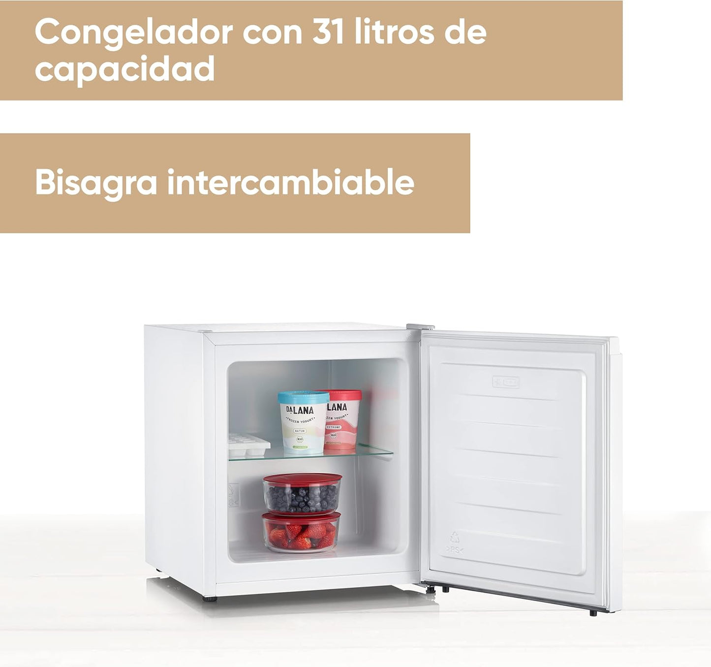 2026 SEVERIN Mini congelador con 4 estrellas de congelación, congelador pequeño con estante de vidrio, congelador bajo para hogares con poco espacio, 31 litros, blanco, GB 8883