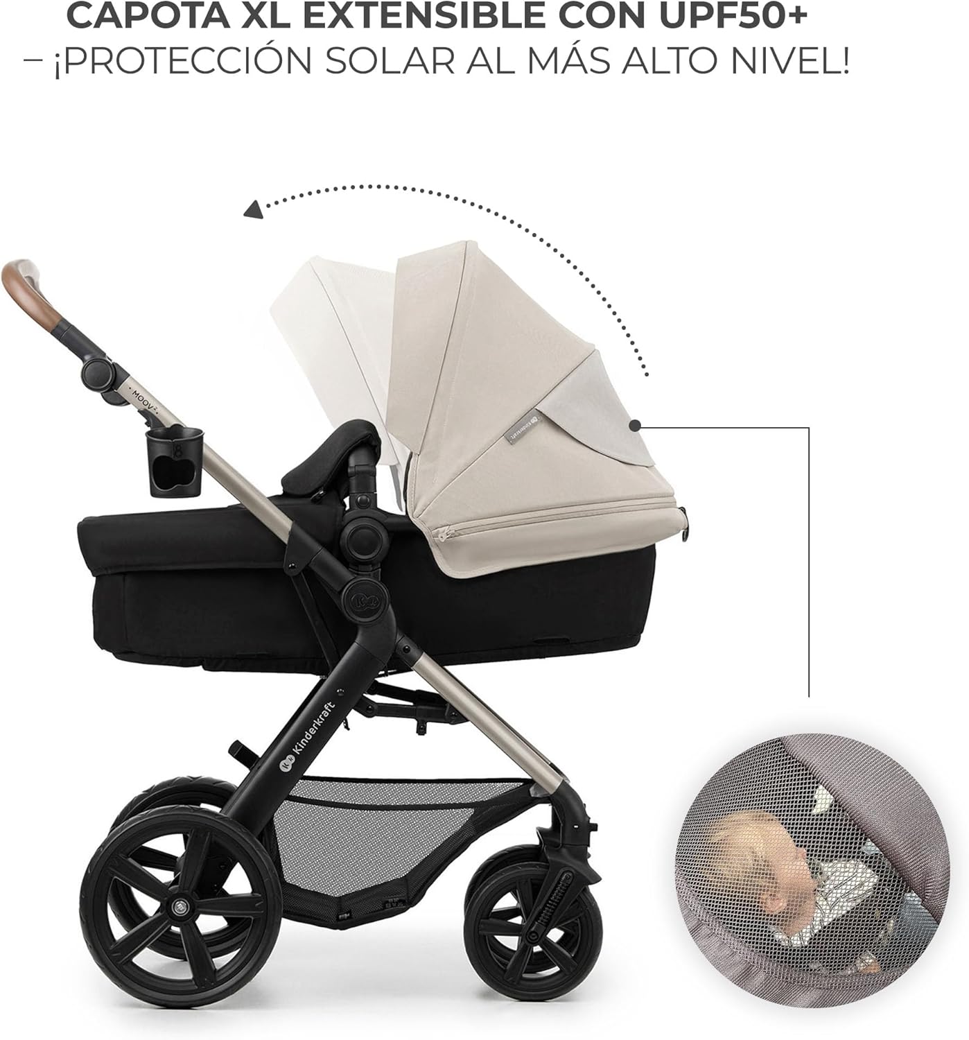 2026 Kinderkraft MOOV2 Silla de Coche 3 en 1, EVA, Mink PRO I-Size, Sistema de Viaje, Cochecito para Bebé, Silla de Paseo, Plegable, para Recién Nacido, Desde el Nacimiento hasta los 3 Años, Gris