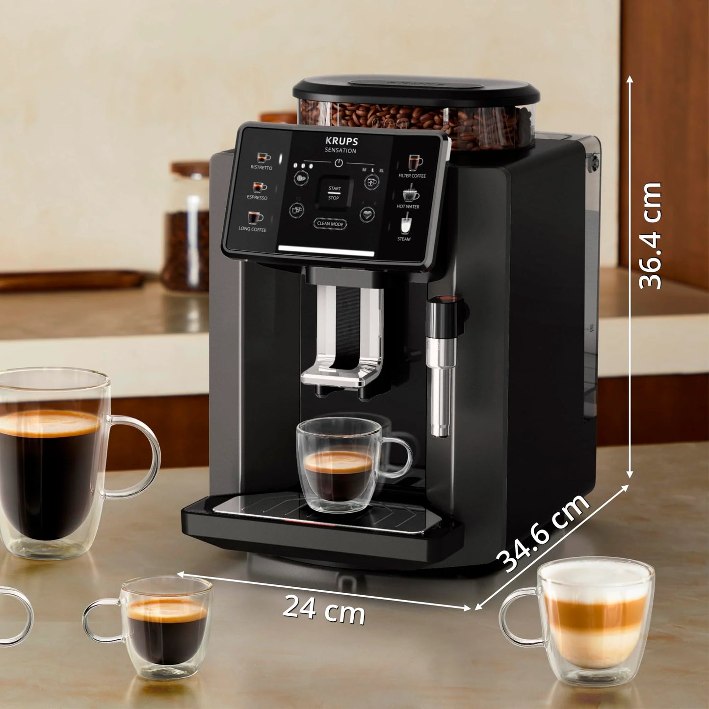 2026 Krups Essential - Cafetera súper automática, 15 Bares de presión, Molinillo cónico de Metal, con selección de cantidad e Intensidad de café, 1.7 l, 1 Cups, Acero, Pantalla LCD + Acc. Leche