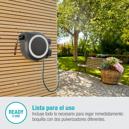 2026 Gardena Rollup L-Caja de Manguera de Pared (30 m), Color, Turquesa, Negro, Gris, Naranja, Blanco, 18627-20
