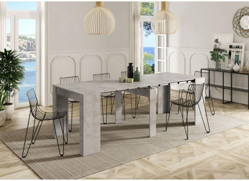 2026 Mobelcenter - Mesa de Comedor Consola Extensible, Mesa para Salón recibidor o Cocina, Mesa Fuelle Extensible, Color Cemento (1127)