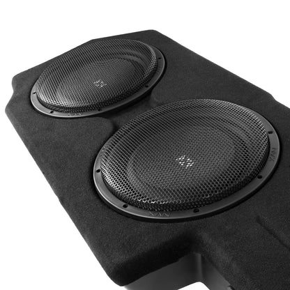 2026 Nuevo 2019 en adelante Chevrolet Silverado y GMC Sierra Crew Cab Trucks Caja de subwoofer doble de 12 pulgadas 800W RMS cargada personalizada BE GM SLVDC G4