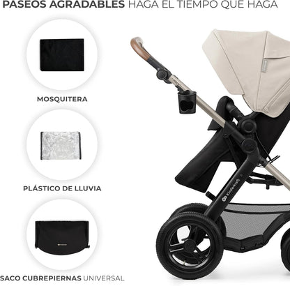 2026 Kinderkraft MOOV2 Silla de Coche 3 en 1, EVA, Mink PRO I-Size, Sistema de Viaje, Cochecito para Bebé, Silla de Paseo, Plegable, para Recién Nacido, Desde el Nacimiento hasta los 3 Años, Gris