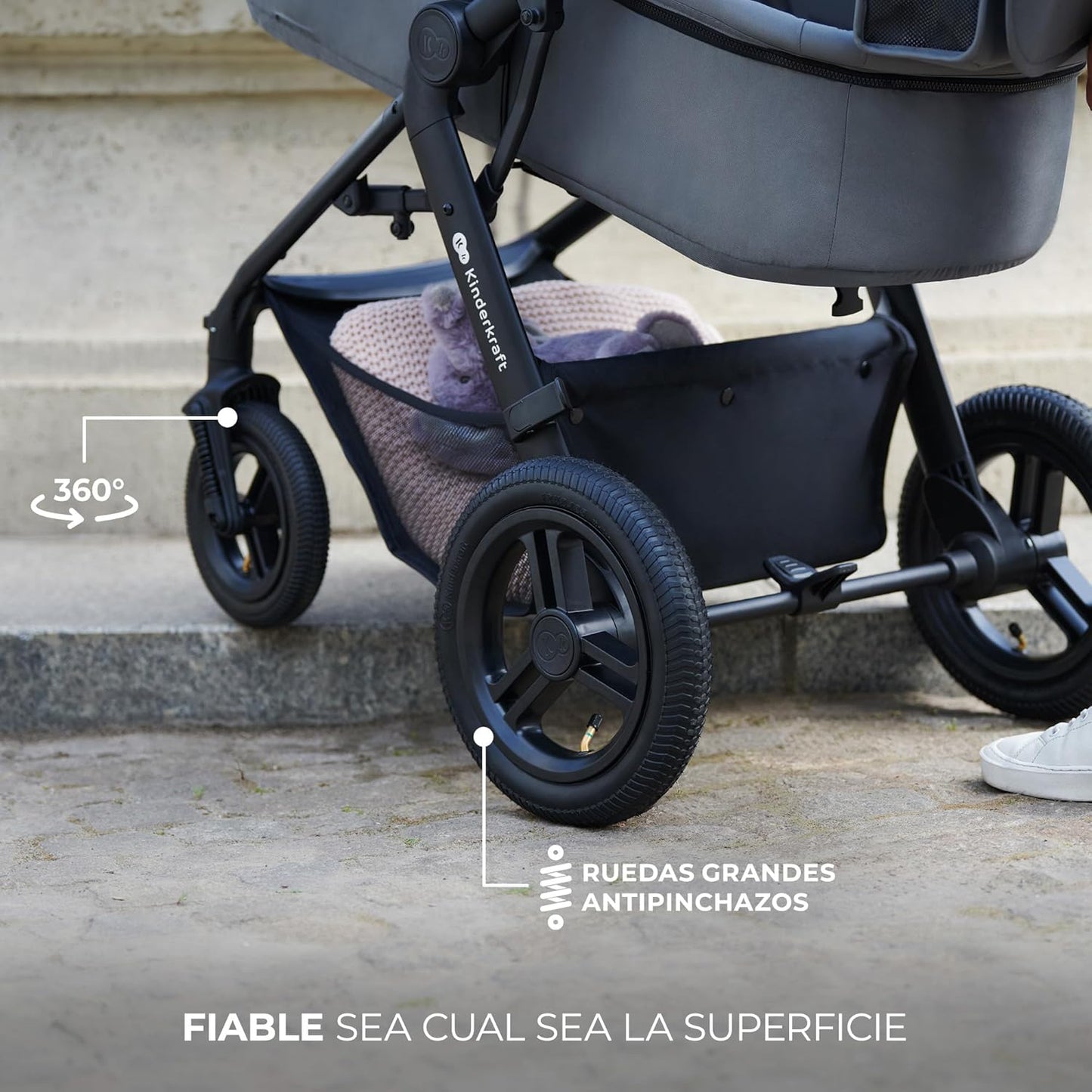 2026 Kinderkraft MOOV2 Silla de Coche 3 en 1, EVA, Mink PRO I-Size, Sistema de Viaje, Cochecito para Bebé, Silla de Paseo, Plegable, para Recién Nacido, Desde el Nacimiento hasta los 3 Años, Gris
