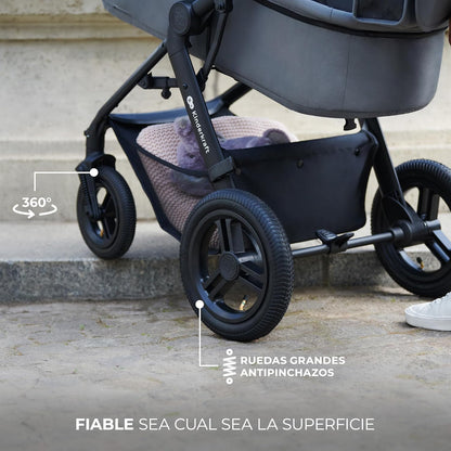 2026 Kinderkraft MOOV2 Silla de Coche 3 en 1, EVA, Mink PRO I-Size, Sistema de Viaje, Cochecito para Bebé, Silla de Paseo, Plegable, para Recién Nacido, Desde el Nacimiento hasta los 3 Años, Gris