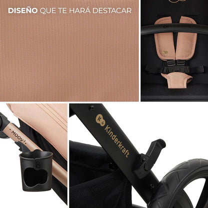 2026 Kinderkraft MOOV2 Silla de Coche 3 en 1, EVA, Mink PRO I-Size, Sistema de Viaje, Cochecito para Bebé, Silla de Paseo, Plegable, para Recién Nacido, Desde el Nacimiento hasta los 3 Años, Gris