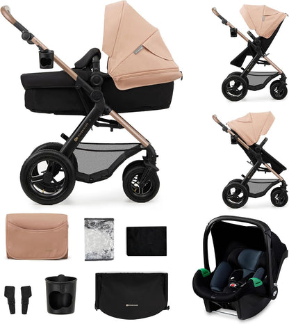 2026 Kinderkraft MOOV2 Silla de Coche 3 en 1, EVA, Mink PRO I-Size, Sistema de Viaje, Cochecito para Bebé, Silla de Paseo, Plegable, para Recién Nacido, Desde el Nacimiento hasta los 3 Años, Gris