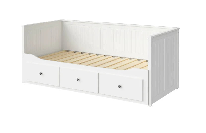 2026 HEMNES Cama tipo diván con 3 espacios de almacenamiento, Blanco, 80x200 cm