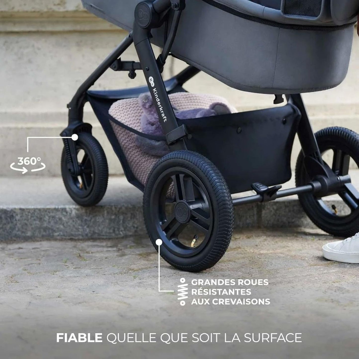 2026 Kinderkraft MOOV2 Silla de Coche 3 en 1, EVA, Mink PRO I-Size, Sistema de Viaje, Cochecito para Bebé, Silla de Paseo, Plegable, para Recién Nacido, Desde el Nacimiento hasta los 3 Años, Gris
