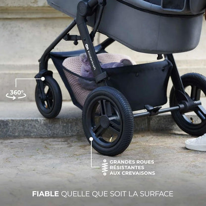 2026 Kinderkraft MOOV2 Silla de Coche 3 en 1, EVA, Mink PRO I-Size, Sistema de Viaje, Cochecito para Bebé, Silla de Paseo, Plegable, para Recién Nacido, Desde el Nacimiento hasta los 3 Años, Gris