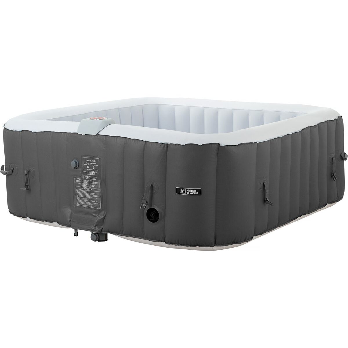 2026 Spa Hinchable "riviera" De Pvc - 6 Plazas - Gris/blanco