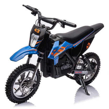 2026 Nuevo moto eléctrica de cross para niños 36V 350W 15.5 mph LED capacidad máxima 175 lb color azul