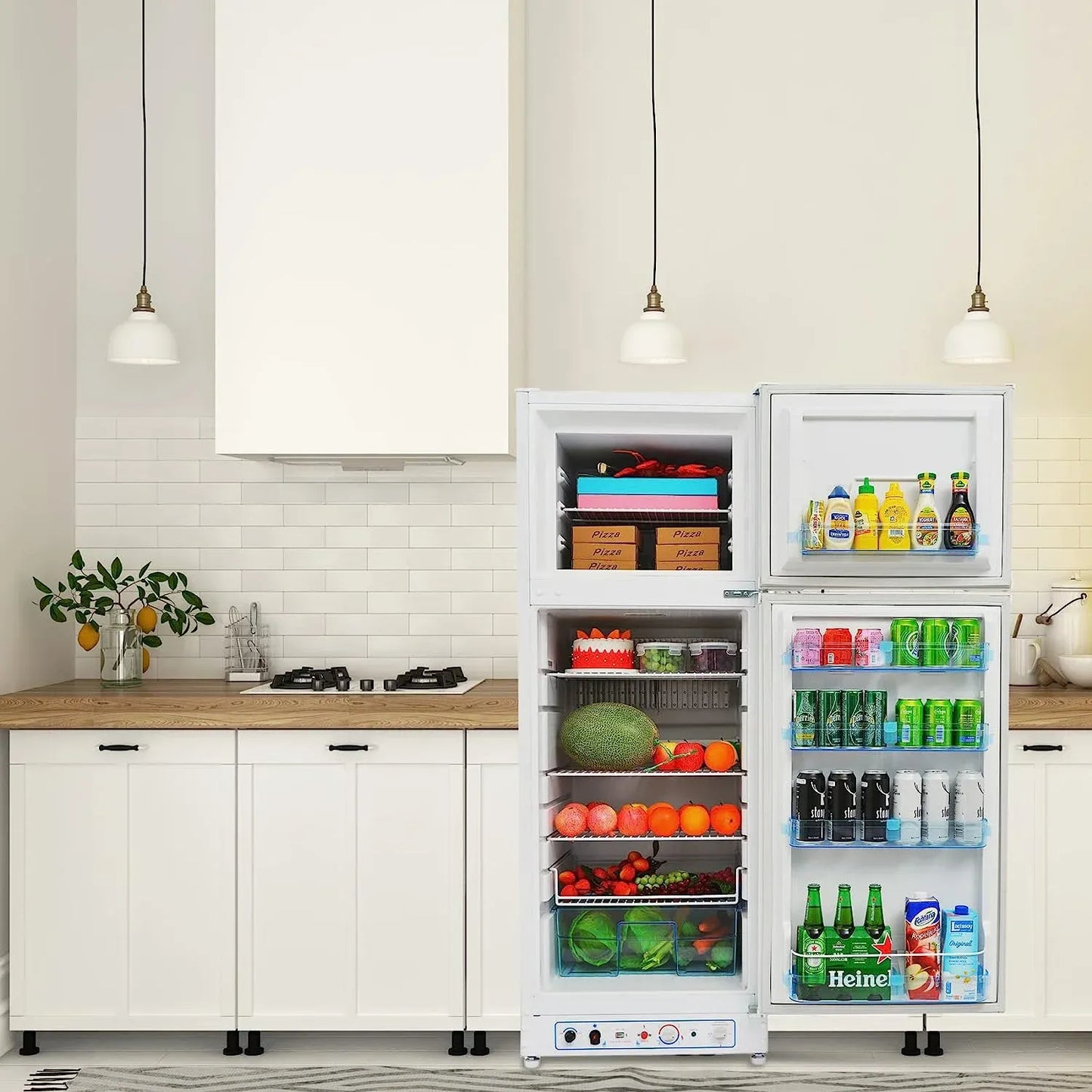 2026 Nuevo refrigerador de propano de 9.4 pies cúbicos 64 pulgadas de alto con congelador para camper y motorhome