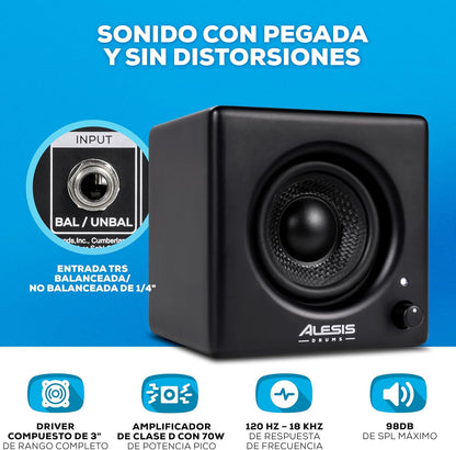 2026 Alesis Nitro Max Kit Batería Electrónica con Parches Silenciosos de Malla, Caja de Doble Zona de 10", Bluetooth, 440+ Sonidos Auténticos, Lecciones Drumeo, USB MIDI, Pedal de Bombo