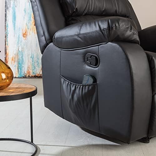 2026 Don Descanso - Sillón Masaje Relax Calor Trevi Negro Reclinable 160º con 8 Motores Silenciosos, Calor Lumbar, Sist. Masaje 4 Zonas y Acabado en PU Anti-Cuarteo [Incluye Mando]. Ideal Gente Mayor