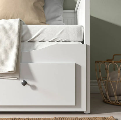 2026 HEMNES Cama tipo diván con 3 espacios de almacenamiento, Blanco, 80x200 cm