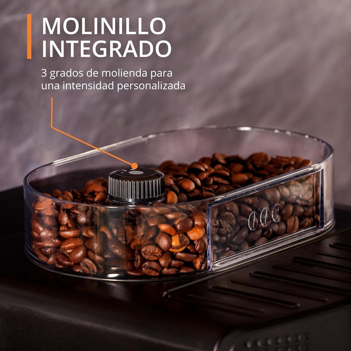 2026 Roma - Cafetera superautomática 15 bares de presión, 3 niveles intensidad café, cantidad ajustable 20 a 220ml, limpieza y descalcificación automático, molinillo integrado EA8105