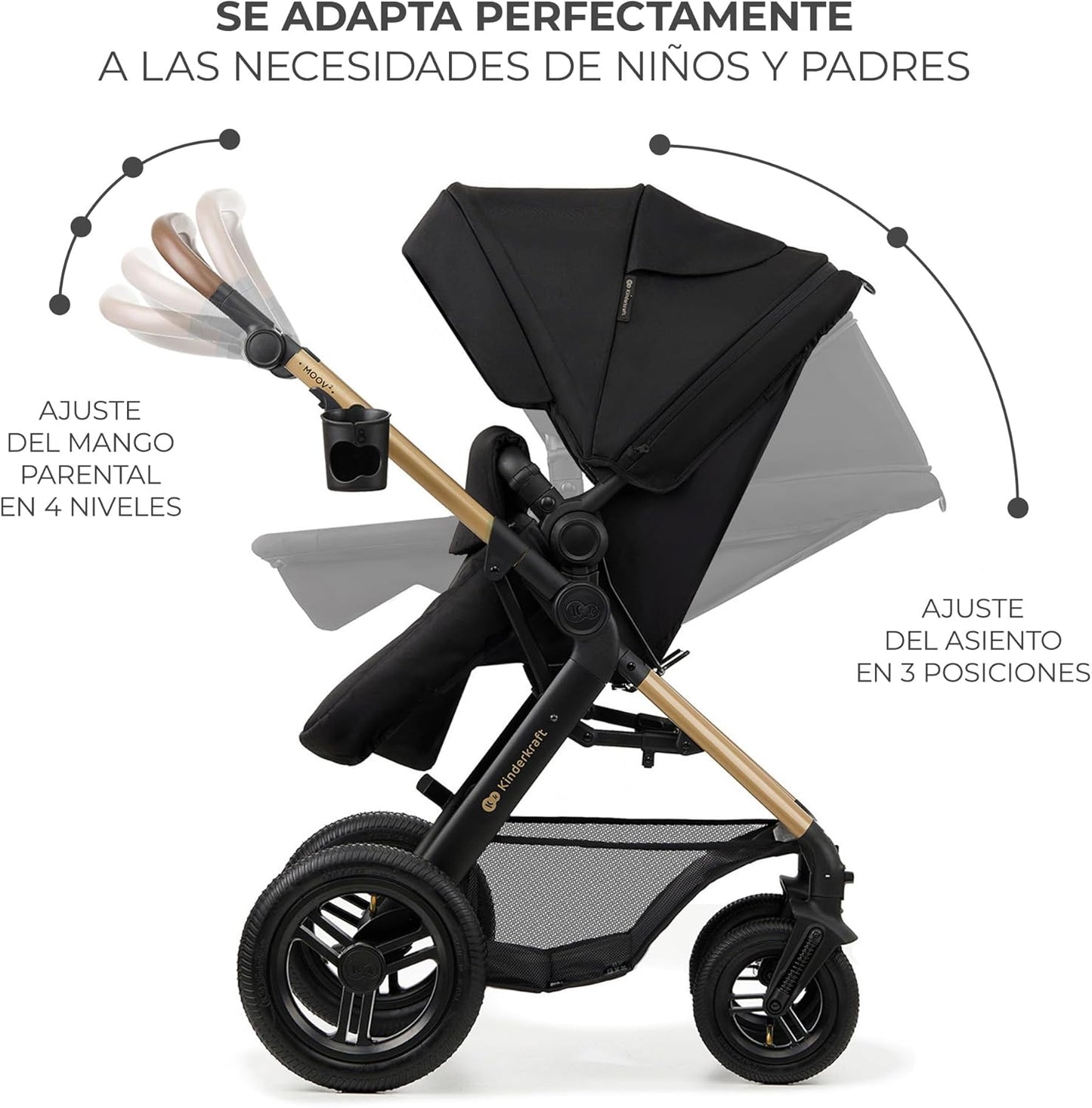 2026 Kinderkraft MOOV2 Silla de Coche 3 en 1, EVA, Mink PRO I-Size, Sistema de Viaje, Cochecito para Bebé, Silla de Paseo, Plegable, para Recién Nacido, Desde el Nacimiento hasta los 3 Años, Gris