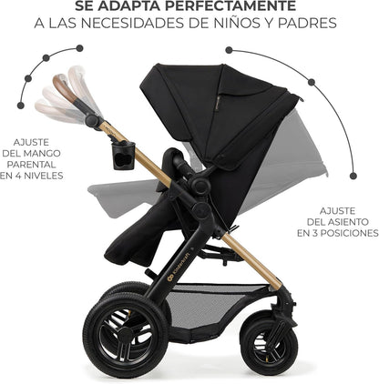 2026 Kinderkraft MOOV2 Silla de Coche 3 en 1, EVA, Mink PRO I-Size, Sistema de Viaje, Cochecito para Bebé, Silla de Paseo, Plegable, para Recién Nacido, Desde el Nacimiento hasta los 3 Años, Gris